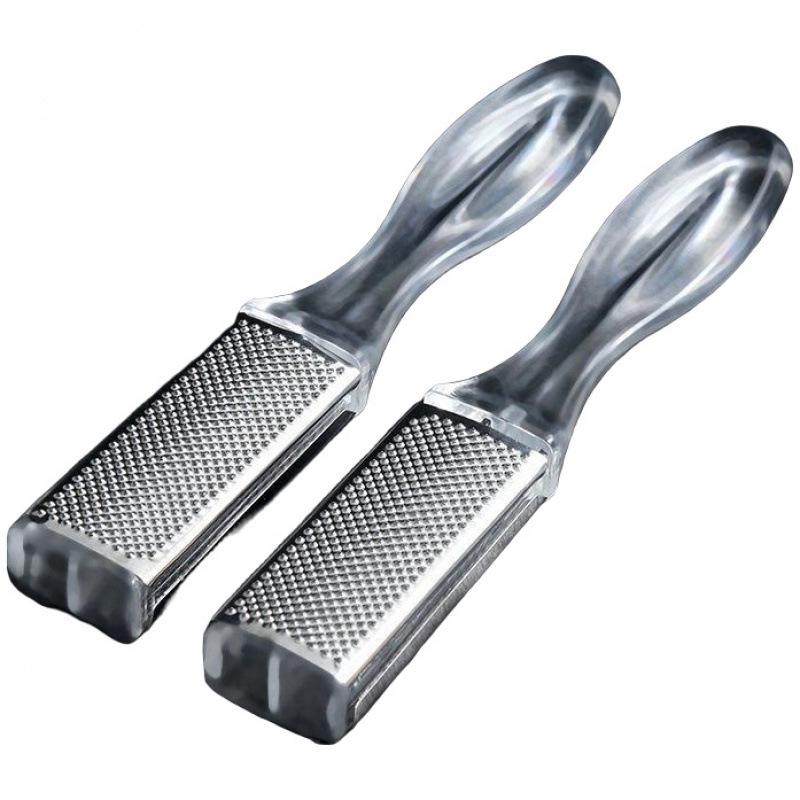 Double-Sided Foot Scrubber for Dead Skin and Calluses Transparent Handle - 1 Piece