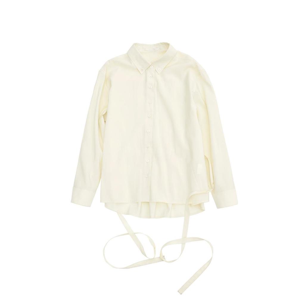 Spring Casual Lapel Modal Shirt with Lace-up for Women - Cloud-like, Solid Color