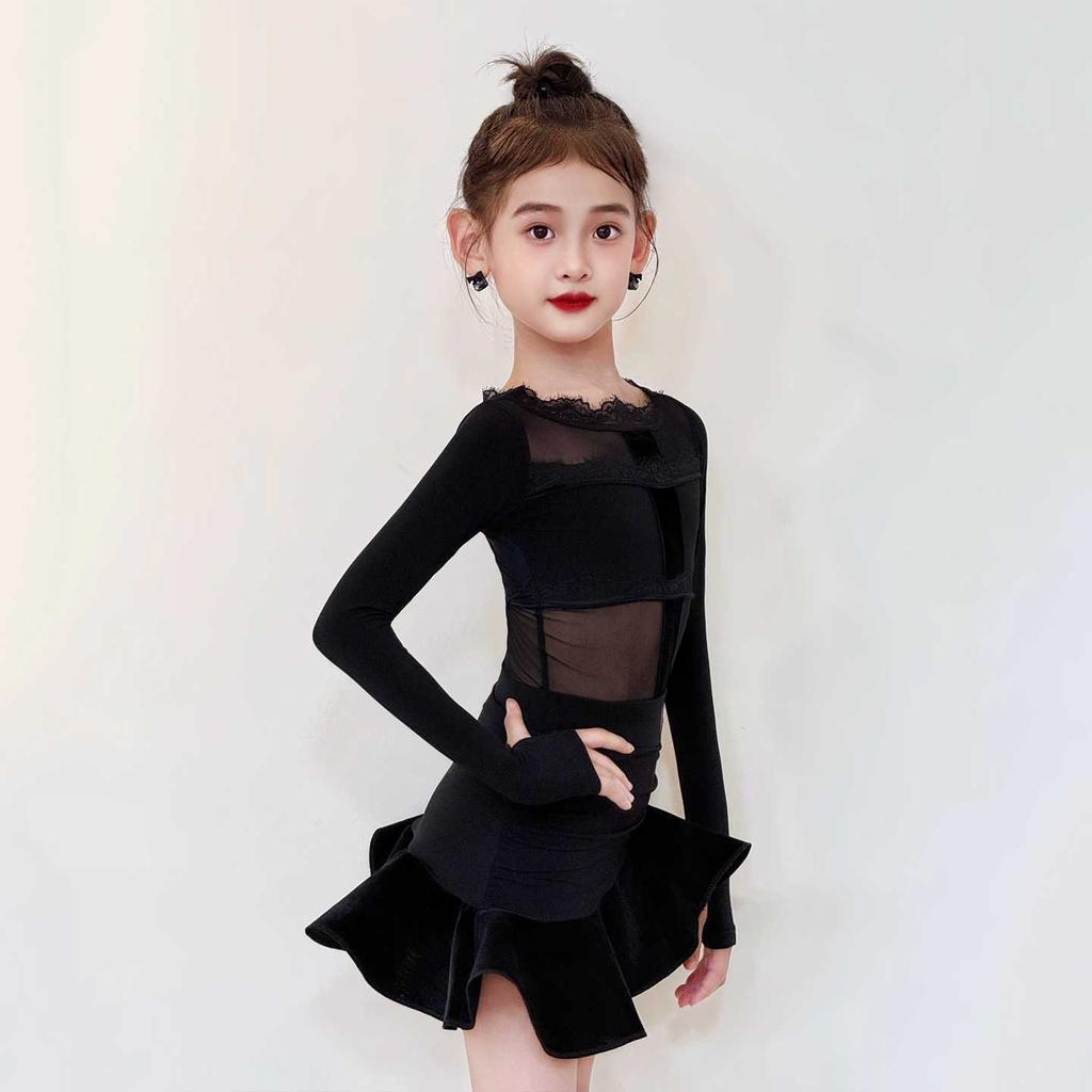 Line dance clothing women black dance wear stage costume for girls lace sexy dance suit women's latin training clothes