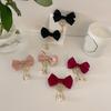 Bow Pearls Hair Clip Y2K Style Hairpin Sweet Balletcore Bunches Hair Clips