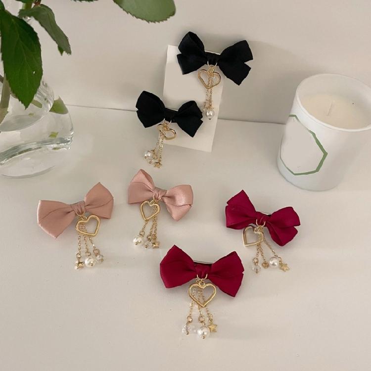 Bow Pearls Hair Clip Y2K Style Hairpin Sweet Balletcore Bunches Hair Clips