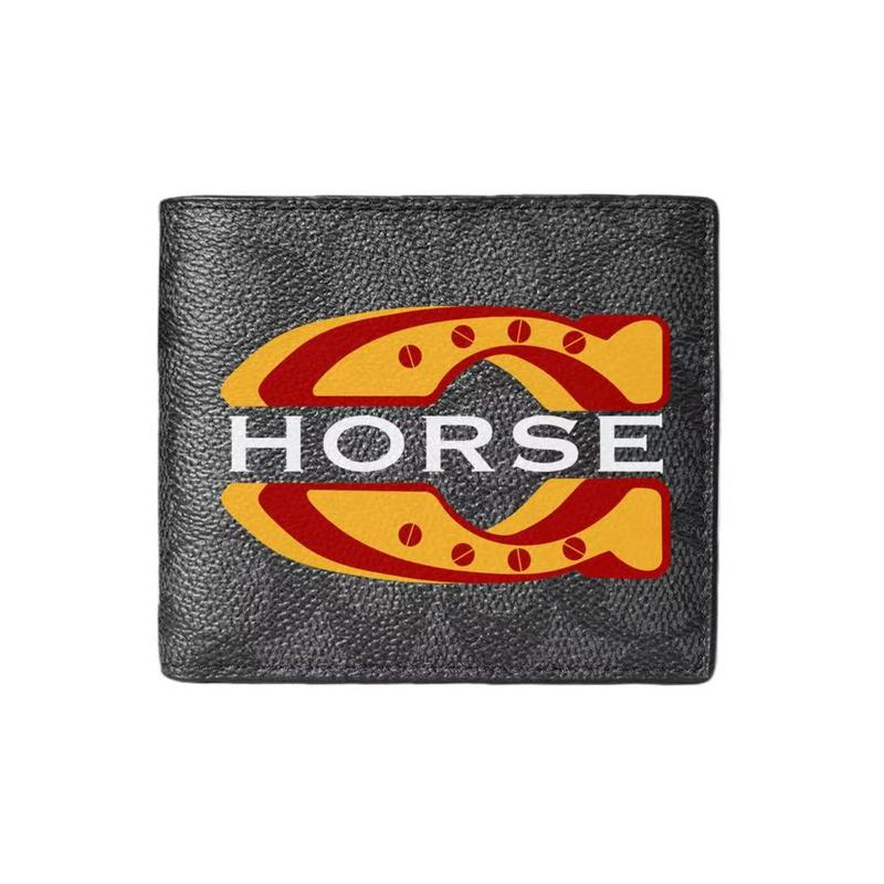 

COACH wallet [Customized bag] Billfold 10 Rui Ma brings blessings, Year of the Horse limited edition, hand-painted pattern, new Horseshoe gold (black) чёрный