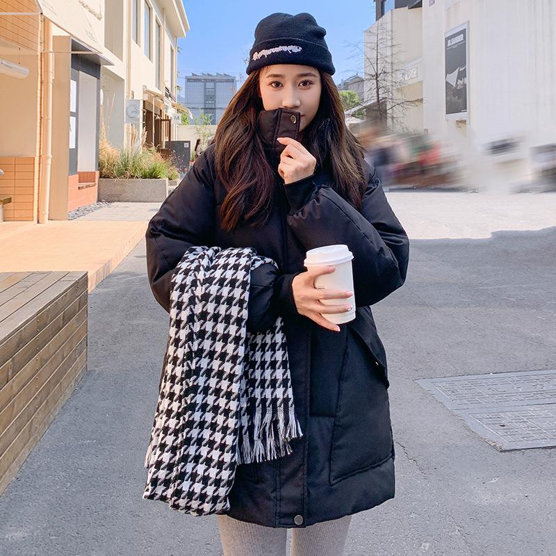 2025 autumn and winter versatile thickened bread clothes women's cotton clothes cold-proof cotton-padded clothes loose medium and long jacket