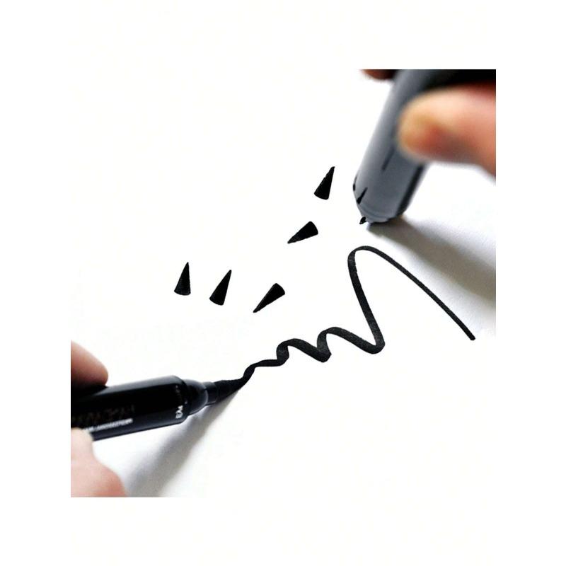 2-In-1 Eyeliner Pencil, Waterproof Sweat-Resistant Long-Lasting Smooth Dual-Ended Triangle Stamp Eyeliner, Black, Suitable For Daily Makeup