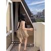 Foreign Style Polka Dot Contrasting Color Bow Neck Dress Women's Spring New Small Loose and Thin Short Skirt