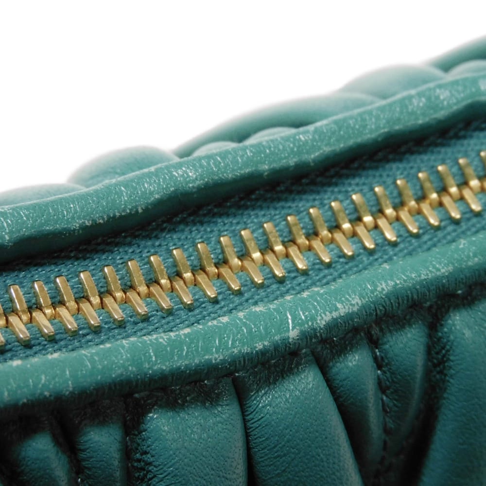 Used Wonder Matelasse Hobo Bag (12166), 5BC125 N88 F0K41 7922, with RFID, Green, 2-Way Logo, Laguna, Women's from Japan