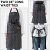 White Black Striped Man Woman Home Restaurant Kitchen Baking Nail Bib Oil Repellent Work Apron 2 Pockets Adjustable Clean Apron