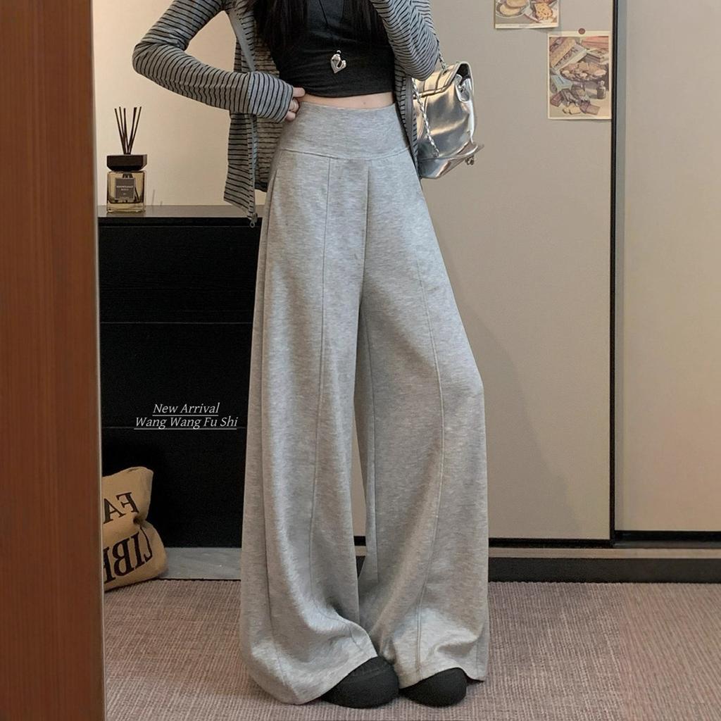 Women's High Waist Wide Leg Pants Loose Lazy Style Polyester Viscose Solid Soft Drape Relaxed Fit Casual Trousers 2026 Spring Street Wear