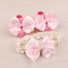 Infant Lace Headband Pairs  with Not  Slip Socks Fashionable Baby Lace Headband Socks Perfect for Photoshoots & Parties