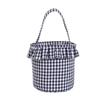 1pcs Gingham Easter Basket for Party Decoration Cotton Canvas Gift Candy Storage Bag with Handles Gingham Fabric