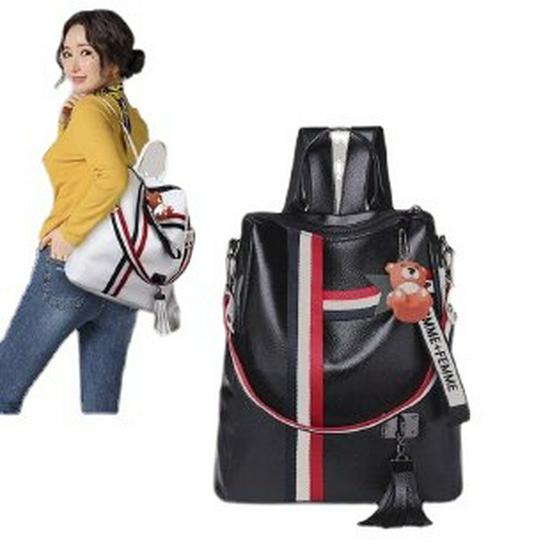 Ribbon Pendant Bear Two-way Shoulder Backpack for Women