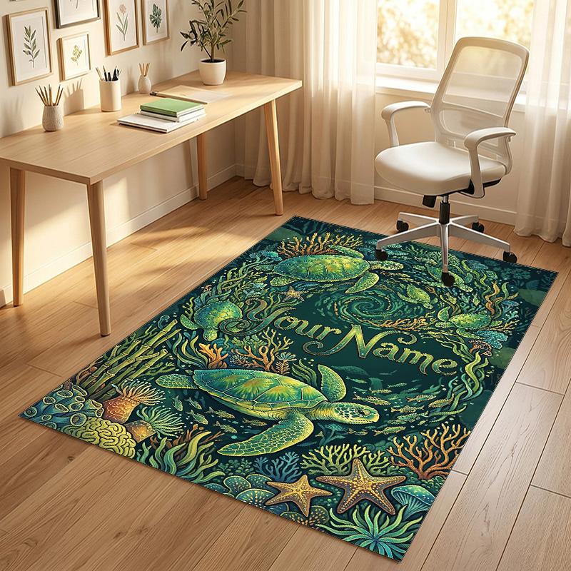 Tropical Theme Soft Crystal Velvet Rug Custom Name & Text Print Non Slip Floor Rug for Bedroom Living Room