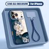 Oil Painting Flower Hand Strap Case For iPhone 17 Pro Max iPhone 16 15 14 13 Pro Max Magnetic For Magsafe Hybrid TPU+PC Matte Cover