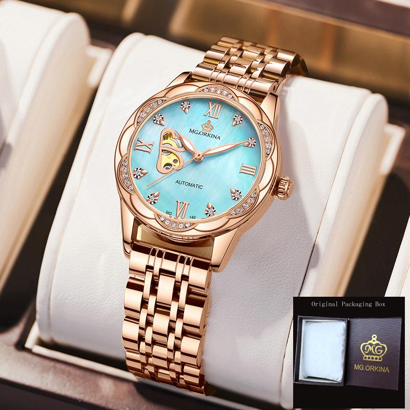 ORKINA Women Mechanical Watches Ladies Top Brand Luxury Female Wristwatch Ceramics Band Clock Gift For Wife Girl Zegarek Damski