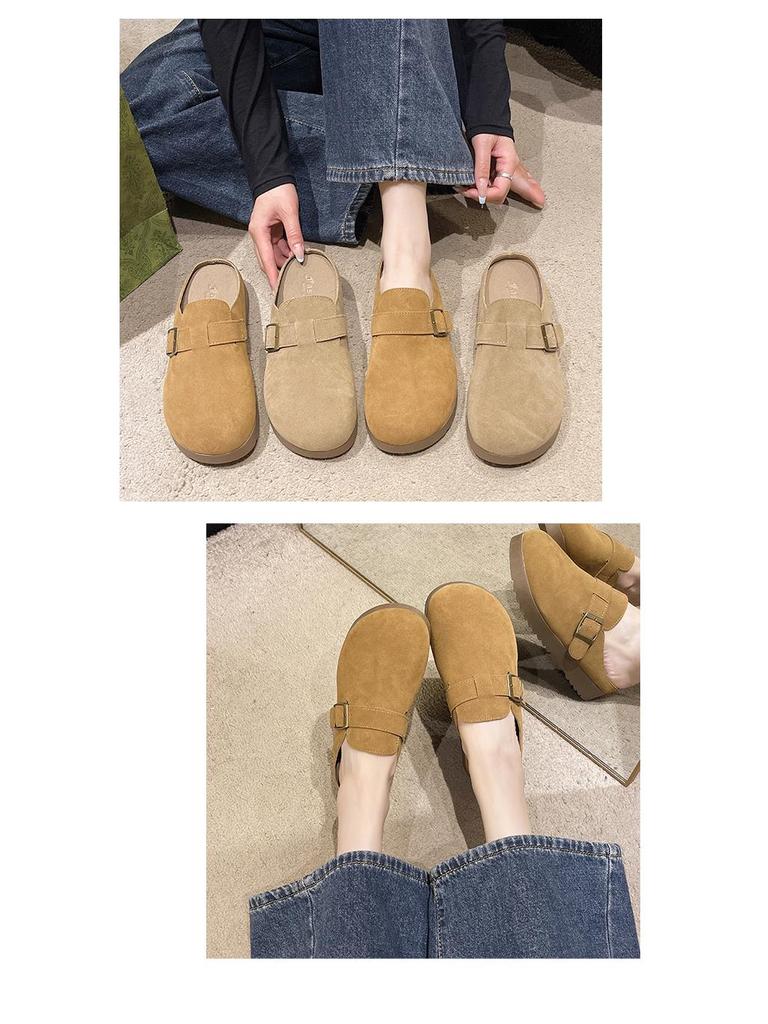 Dames 2025 Lente Retro Gesloten Teen Mule Pantoffels, Zacht & Antislip Dikke Zool Birkenstock-Stijl.