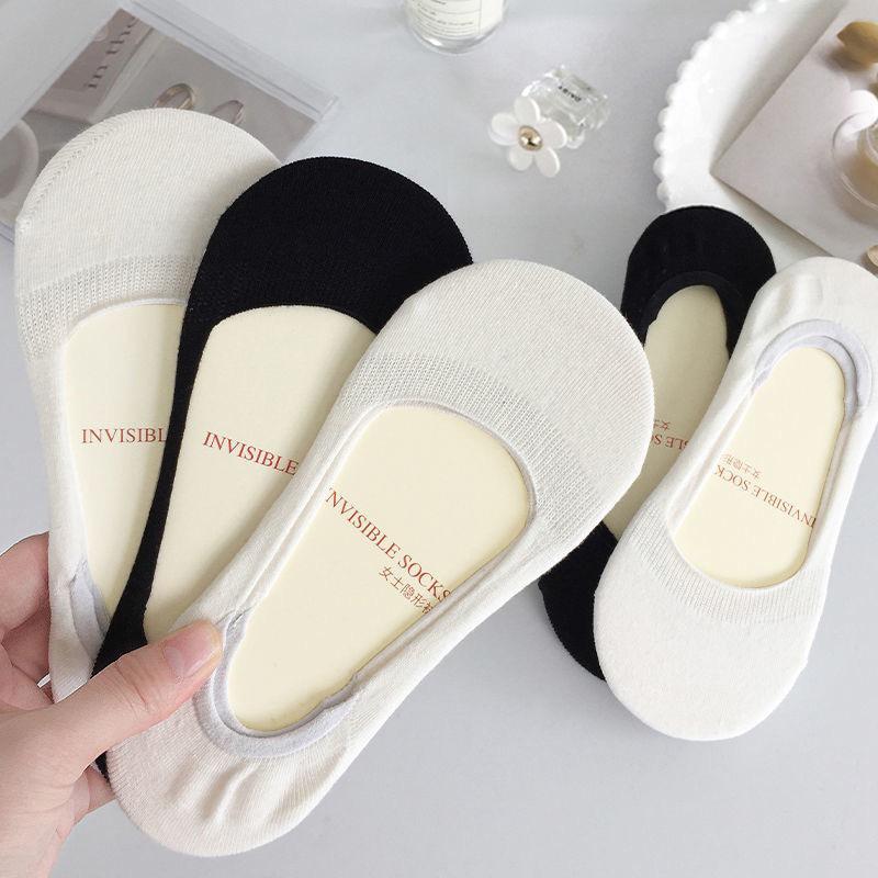 Women Invisible Boat Socks Spring Summer Solid Color Wild Shallow Mouth Slipper Cotton Sock