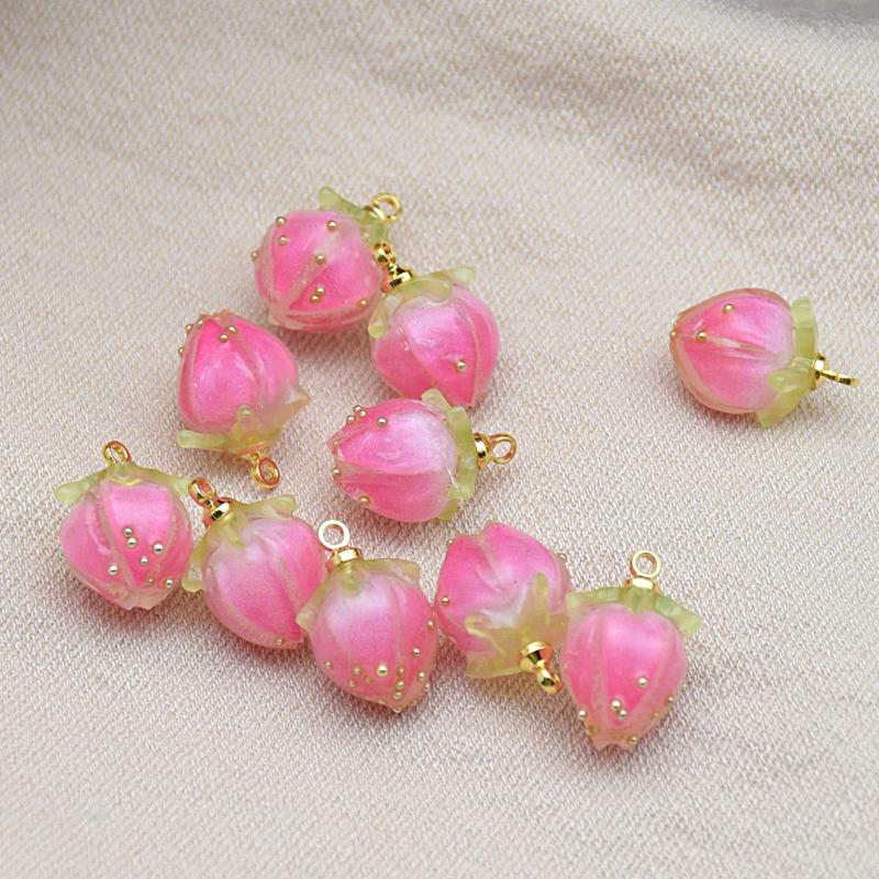 5Pcs Strawberry Resin Charms Cute Mini Pendant For Diy Earrings Necklace Jewelry Bracelets Hairpin Jewelry Accessories