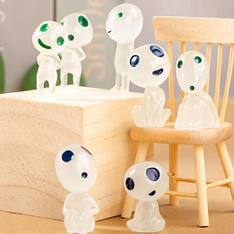 10pcs Mini Luminous Resin Ghost Figures Garden Mini Character Fish Tank Decoration Jade Luminous Character Resin Micro Landscape