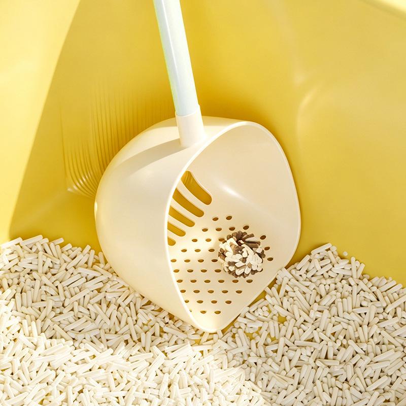 Long Handle Cat Litter Scoop, Large Capacity, Thickened, Sifting Poop Picker with Contrasting Color
