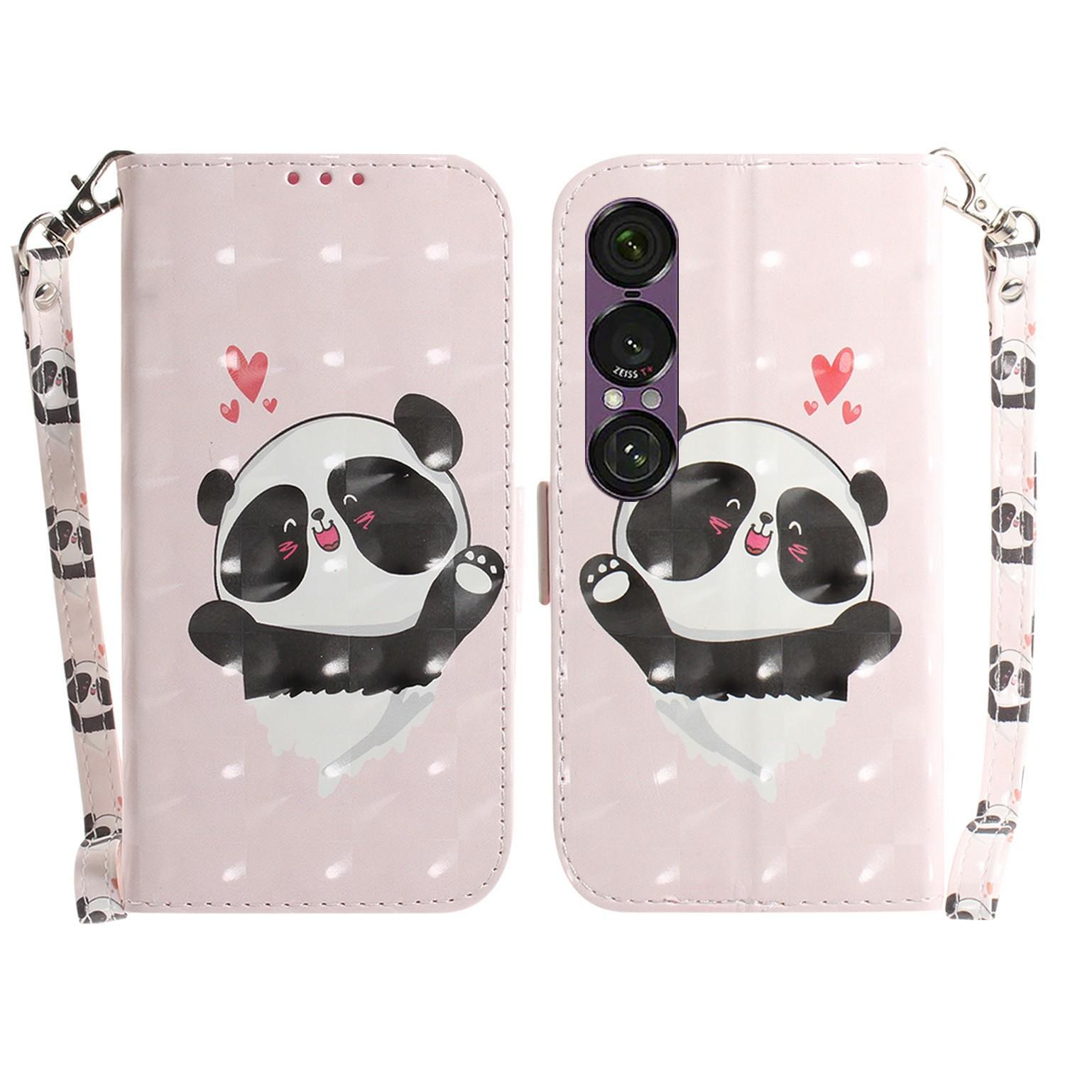 

For Sony Xperia 1 VII Case Pattern Printing Leather Wallet Phone Cover with Wrist Strap I