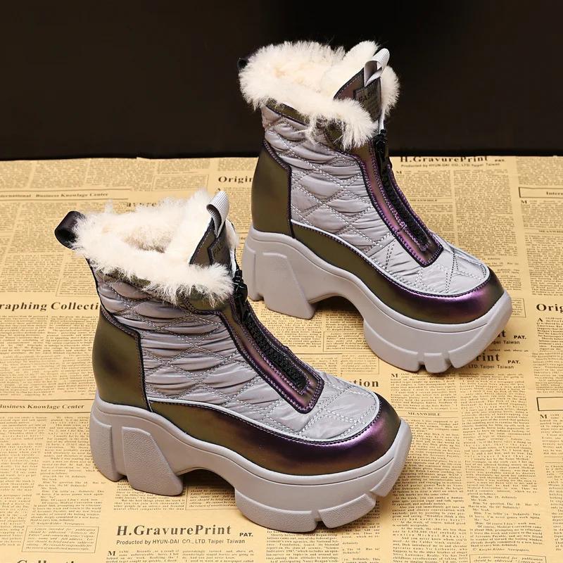 Fashion Women's Boots with High Heels and Increased Height Thick Cotton Snow Boots  Platform Boots  Thigh High Shoes
