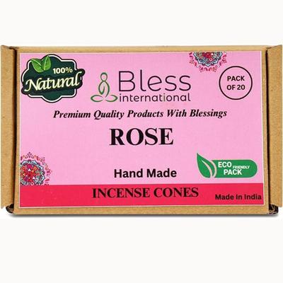 Rose 100%-Natural-Incense-Cones Handmade-Hand-Dipped Organic-Chemicals-Free for-Purification-Relaxation-Positivity