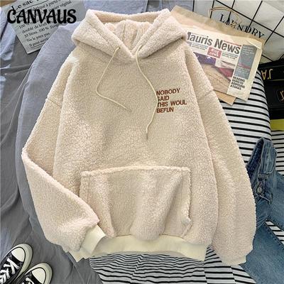 Herbst Winter Mantel Rosa Süße Mit Kapuze Sorry Print Harajuku Lose Tasche Hoodies Damen Fleece Flanell Pullover Weibliche Sweatshirt
