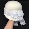 French Retro White 100% Wool Hat Ladies Elegance Black Floral Lace Beret French Wedding Wool Top Hat Ladies Felt Hat
