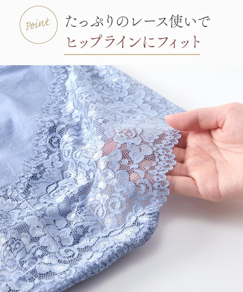 Nissen Regular Cotton Blend Stretch Lace Smoky LL Women's Shorts, Deep-Length Shorts, 5-Pack, Color,