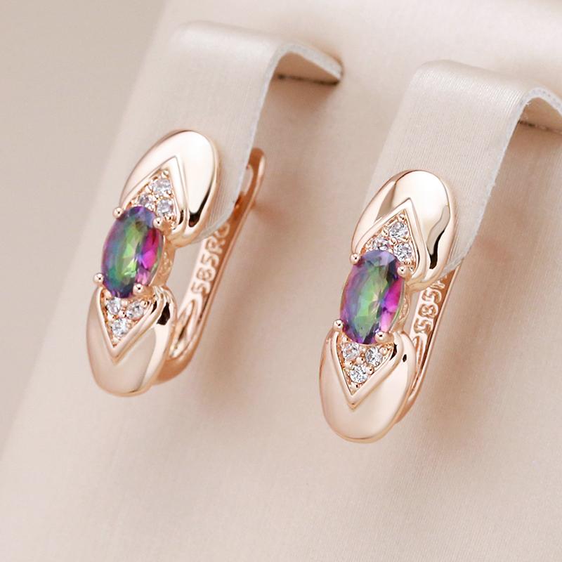 Trendige Rosegold Farbe Englische Ohrringe Für Damen Glänzend Bunt Natürliche Zirkon Accessoires Vintage Täglich Feiner Schmuck