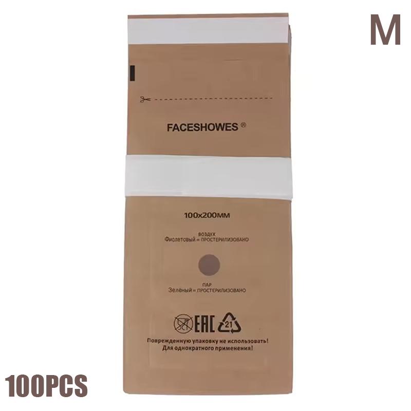 100Pcs Nail Sterilizer Manicure Bag Kraft Bags Dry Heat Disposable Sterilization Disinfection Machine Accessory Nail Art Tools