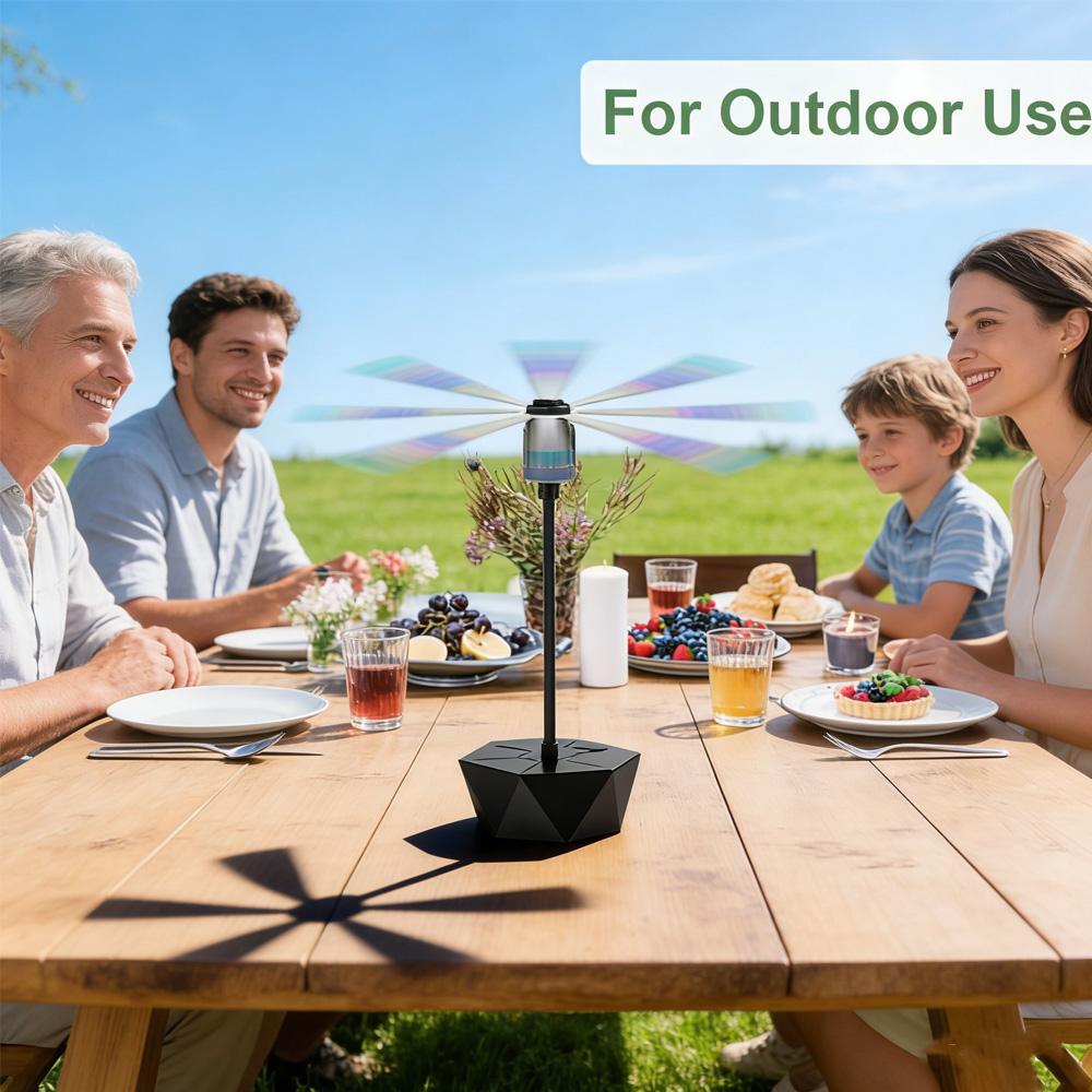 USB Rechargeable Retractable Fly Repellent Fan: Portable Outdoor Bug Zapper for Patio & Camping (Battery Powered)
