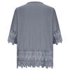Summer Elegant Holiday Blouse Women Casual Loose Top Cotton Linen Stitching Lace Flower V Neck Solid Tops Shirt