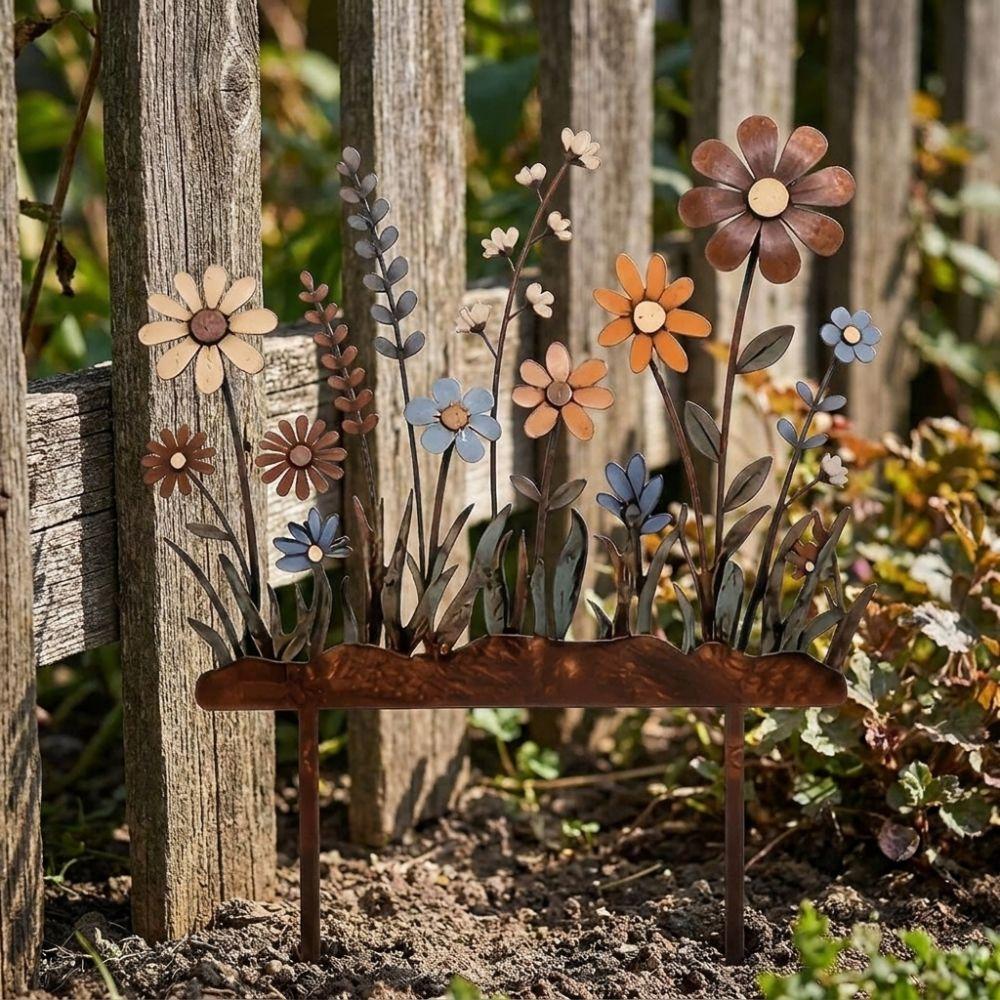 Acrylic 2D Imitation Rusty Garden Pile Retro Garden Plug Creative Ground Stakes Fence