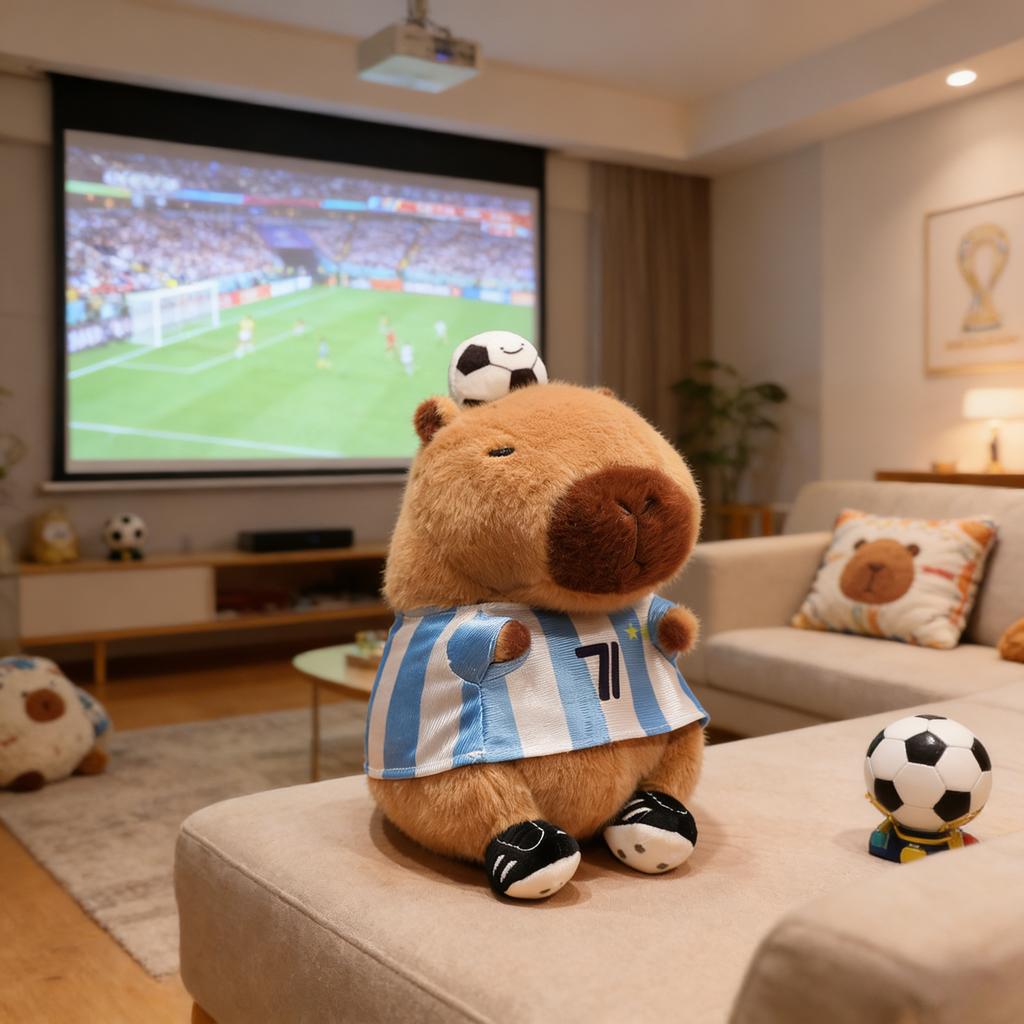 Capybara Plush Toy Soccer Football Basketball Fan Mascot Soft Stuffed Animal for Sports Lovers Birthday Gift Home Decoration