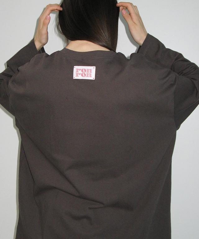 RONRON Vintage Heart Music Over Fit Long Sleeve Charcoal