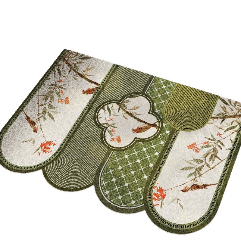 Used Retro Style Green Entrance Door Mat - Durable, Dirt-Resistant, Non-Slip Foot Mat