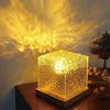 Ocean Wave Projector Lamp Night Light Remote Control 16-Colors Gradual Rotating Flame Water Lamp with Wooden Base