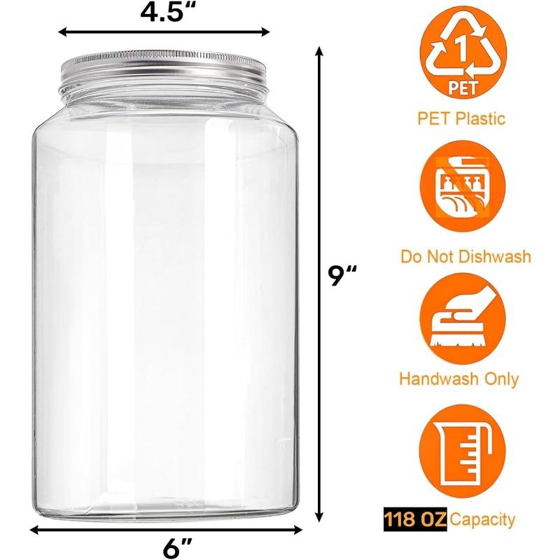 

Упаковка из 1 прозрачной пластиковой банки объемом 1 галлон - Не содержит БФА, герметичное хранение продуктов для сухих продуктов, маринования и ферментации, крышка с широким горлом (118 унций)