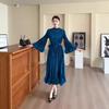 Miyake Pleated Plus Size Velvet Dress - Elegant Loose Long European & American Style.