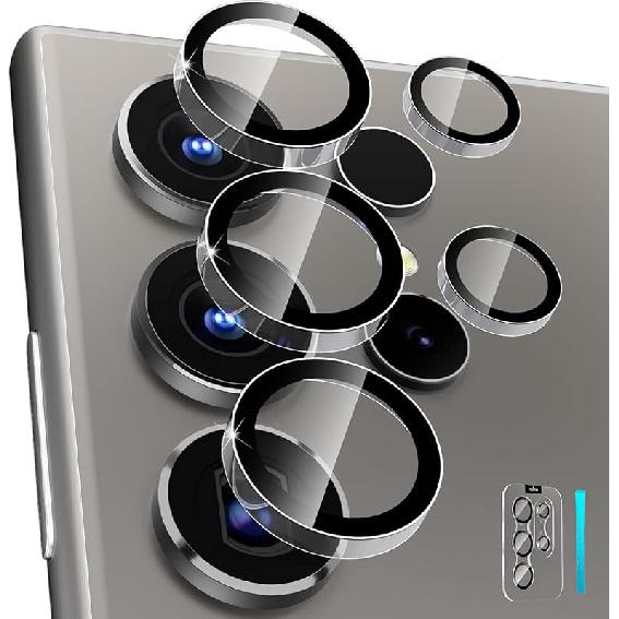 CloudValley for Samsung Galaxy S24 Ultra Camera Lens Protector, 9H Tempered Glass & Ultra-Thin Aluminum Alloy Individual Lens Screen Protective Cover