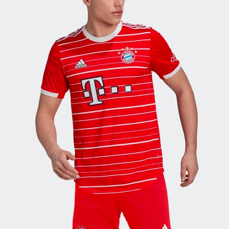 Adidas FC Bayern Munich Player Edition Sports Letter Short Sleeve Soccer Jersey Men Tops Red HT4825