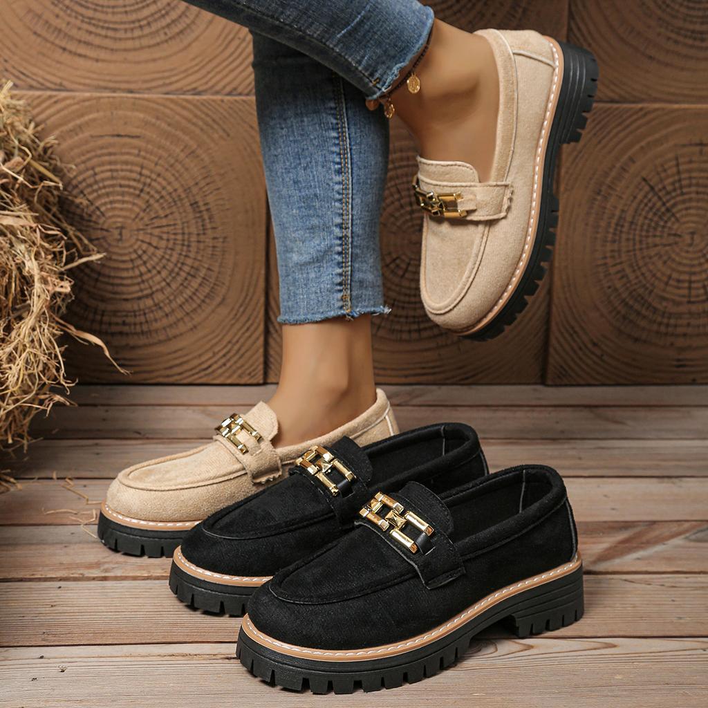 2025 Außenhandel neue Retro Frühling und Herbst Slipper Übergröße lässig polierter britischer Stil Damenschuhe dicker Absatz Plateau Einzelne Schuhe