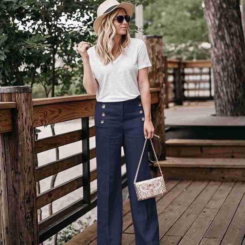 Buy Women Fashion Wide Leg Pants Strech 