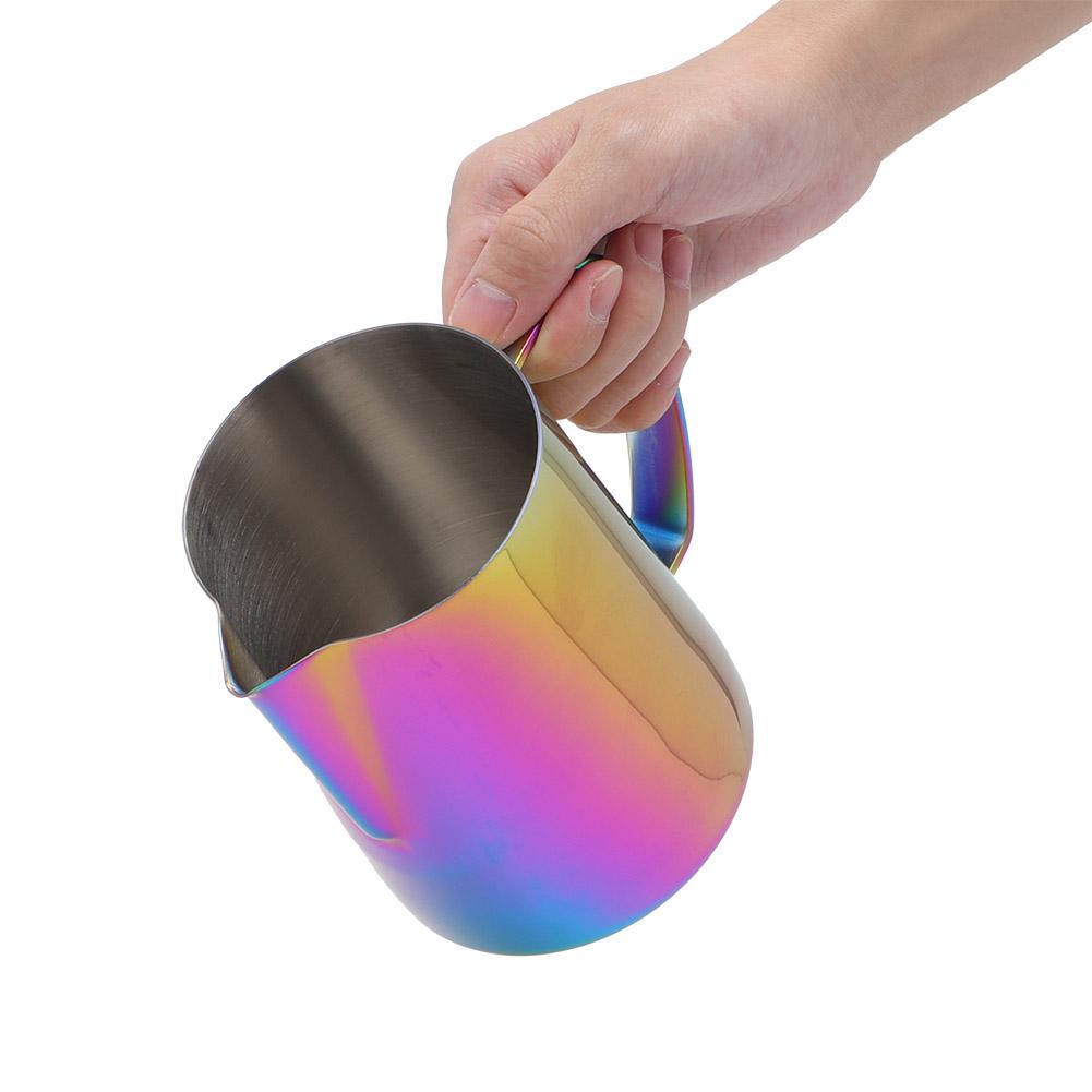 600ml Stainless Steel Titanize Coffee Pitcher Milk Frothing Cup Jug for Latte ArtColorful