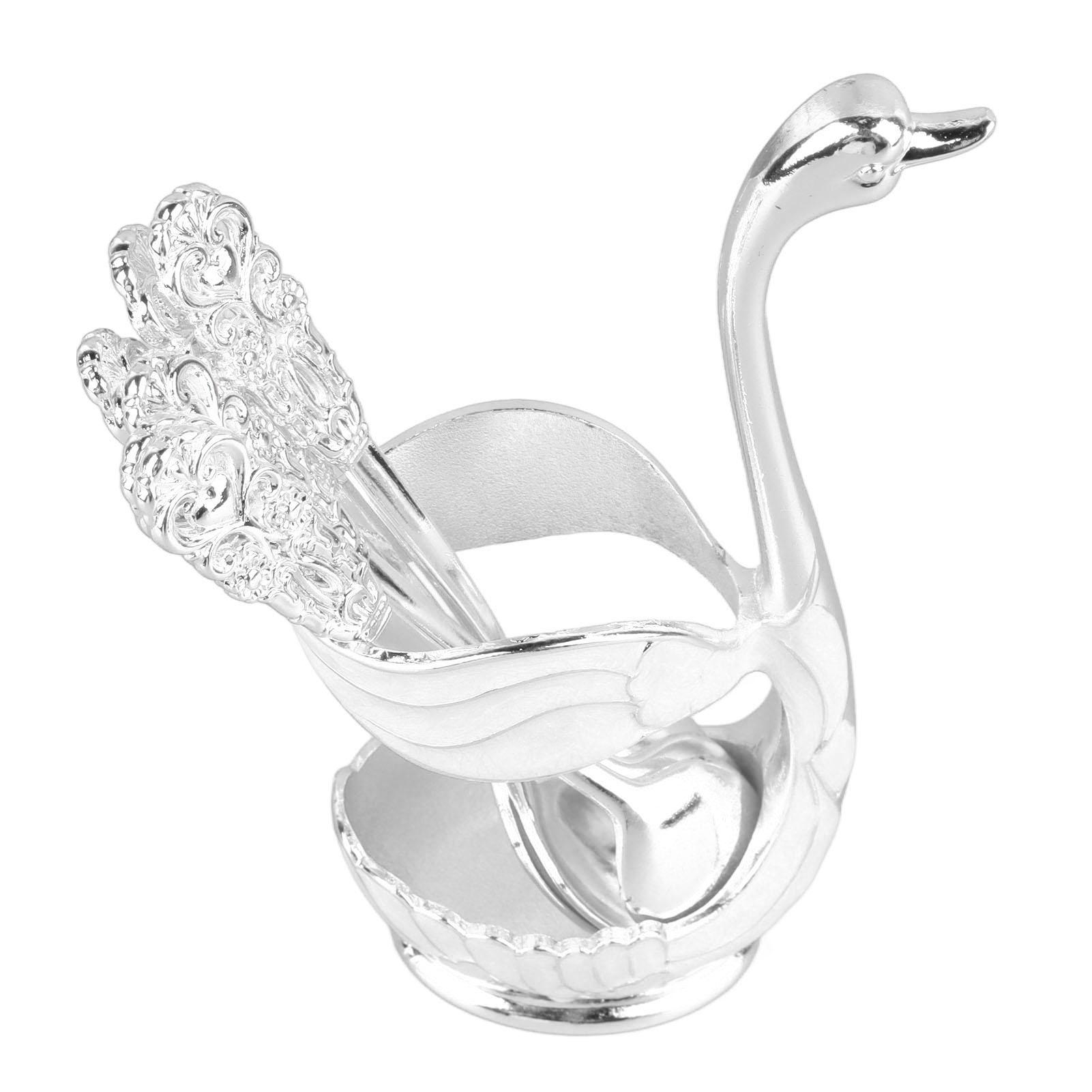 

Подставка для кофейных ложек Элегантная в форме лебедя Сплав Зеркальная полировка Богатая детализация Подставка для кофейных мешалок для вечеринки кафе офиса