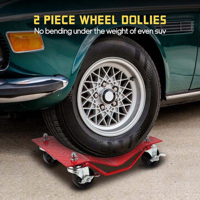2pcs/4pcs Car Pulley Dolly 2000/2500LBS Capacity Heavy Duty Wheel Dollies for Moving Vehicles Trucks SUVs - Garage & Repair Shop