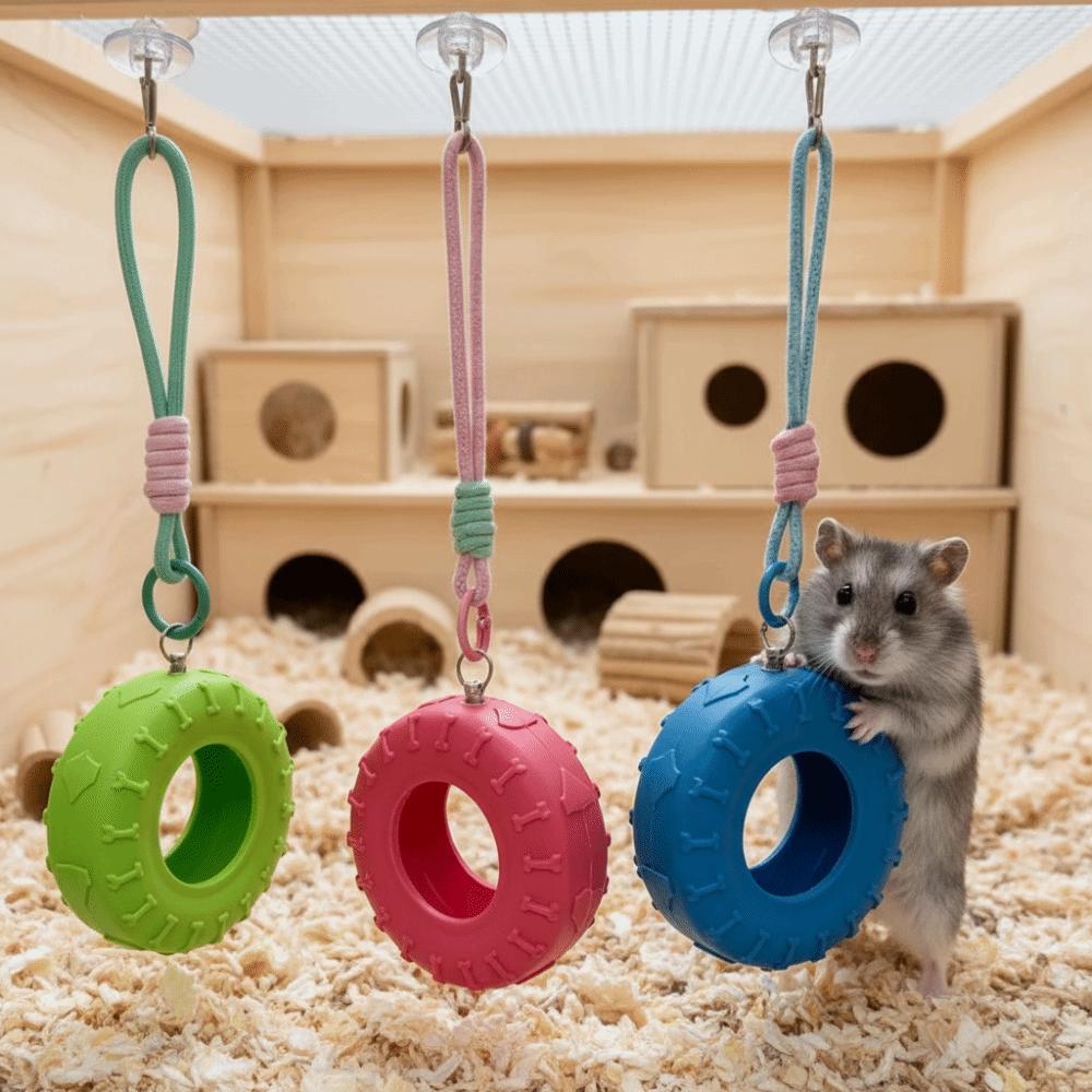 Tire-Shaped Hamsters Swing Bite Resistant Hanging Bed Hamsters Hammock Detachable Chain Small Pet Hanging Swing