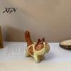 Unique Handcrafted Cat Decor Tabby Wood Figurine with Painting, Hand Carved Basswood Decorative Car Accessories Statue, Animal Art Ornament