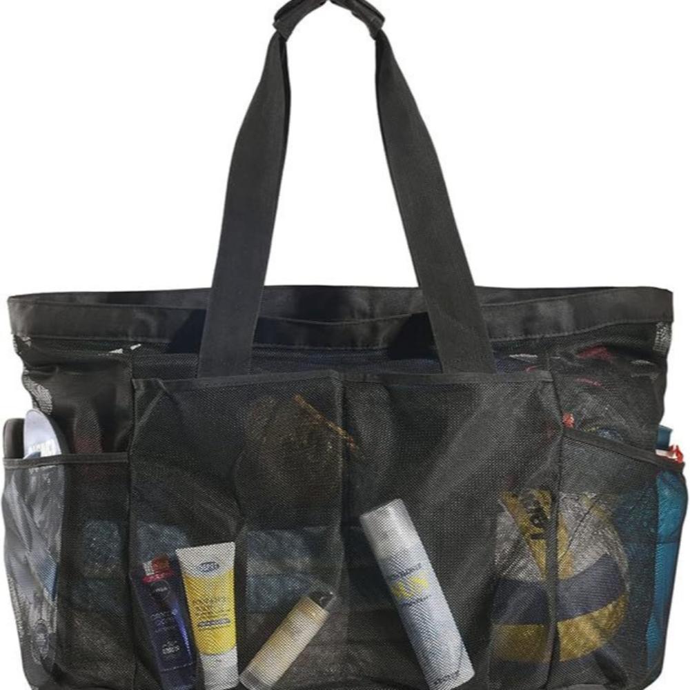 Women's Single Shoulder Large Capacity Mesh Beach Handbag for Outdoor Travel Storage